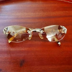 Brighton Beautiful Mind, tortoise brown, hint of light green, rimless sunglasses